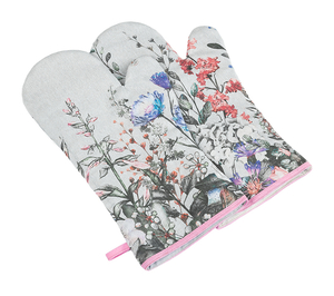 Grilovací rukavice 2ks - 20x36 cm - Květ fialová, šedá
