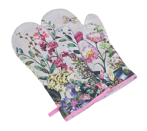 Grilovací rukavice 2ks - 20x36 cm - Luční květ režná