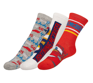 Bellatex Ponožky dětské Auta sada 3 páry bílá, červená, oranžová, modrá, šedá