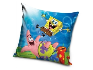 Carbotex Dětský polštářek Sponge Bob a Patrikova trampolína 40x40 cm