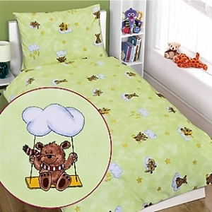 Bellatex dětské povlečení bavlna do postýlky Pejsek na zelené 90x135+45x60 cm 