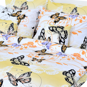 Stanex povlečení bavlna motýl žlutý (LS187) 140x200+70x90 cm