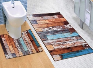 Bellatex koupelnové předložky 3D tisk dřevěná podlaha 60x100+60x50 cm  