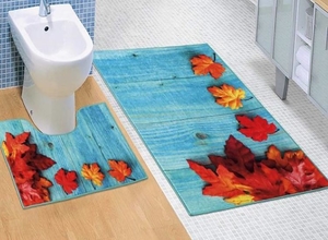 Bellatex koupelnové předložky 3D tisk sada javorové listy 60x100+60x50 cm  