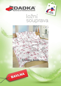 DADKA VRACOV Povlečení flanel Vločky šedé 140x220, 70x90 cm