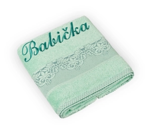 Bellatex Froté ručník orchidea s výšivkou BABIČKA 50x100 cm Babička Zelená