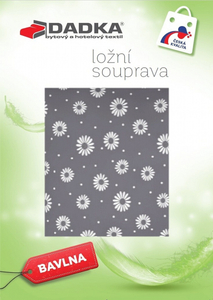 DADKA VRACOV Povlečení bavlna Anežka bílá na tmavě šedém 240x220, 2x70x90 cm
