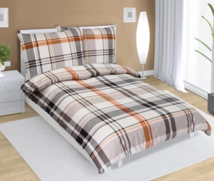 Bellatex Povlečení bavlněné Káro Šedá,Oranžová