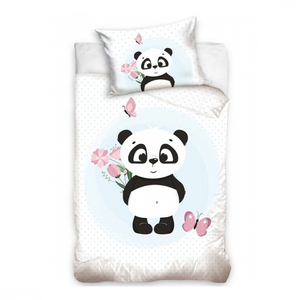 Carbotex Povlečení bavlna do postýlky Roztomilá Panda 100x135, 40x60 cm