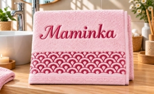 Bellatex Froté ručník krajka s výšivkou MAMINKA 50x100 cm Maminka Růžová