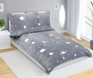 Bellatex Povlečení MIKROFLANEL 140x200, 70x90 cm Vesmír Šedá,Bílá