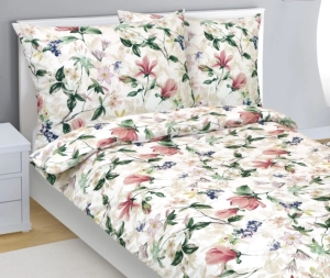 Bellatex Povlečení bavlněné 140x200, 70x90 cm Magnolie růžová, zelená