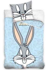 Dětské povlečení bavlna do postýlky Králíček Bugs Bunny Modré 100x135+40x60 cm 