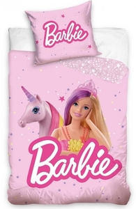 Dětské povlečení bavlna do postýlky Barbie a Kouzelný Jednorožec 100x135+40x60 cm 