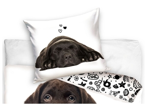Povlečení bavlna Štěňátko Hnědý Labrador 140x200+70x90 cm 