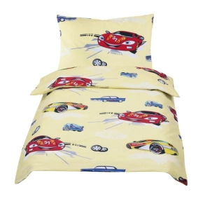 Bellatex Dětské povlečení bavlna Beáta 100x135, 45x60 cm Závodní auto žluté