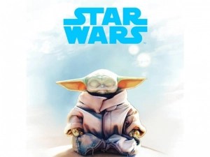 Carbotex dětské povlečení bavlna Star Wars Baby Yoda 140x200+70x90 cm