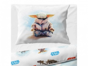Carbotex dětské povlečení bavlna Star Wars Baby Yoda 140x200+70x90 cm