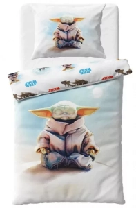 Carbotex dětské povlečení bavlna Star Wars Baby Yoda 140x200+70x90 cm