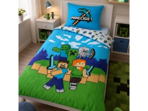 Carbotex povlečení bavlna Minecraft Pixelový Svět 140x200, 70x90 cm 