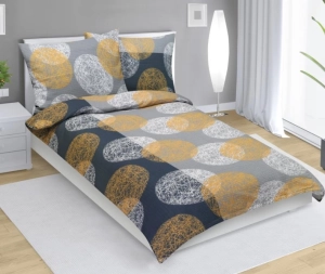Bellatex Povlečení bavlněné Koule oranžová, šedá 140x200, 70x90 cm