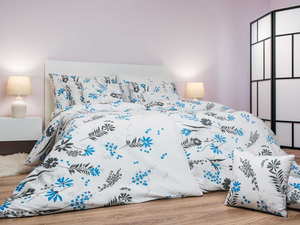 DADKA VRACOV Povlečení krep Agáta denim na bílém 140x220, 70x90 cm DADKA VRACOV Povlečení krep Agáta denim na bílém 140x220, 70x90 cm