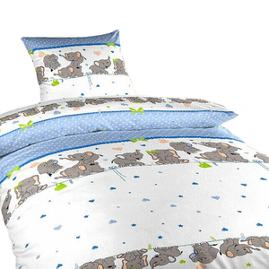 DADKA Povlečení krep Sloni denim 140x200, 70x90 cm