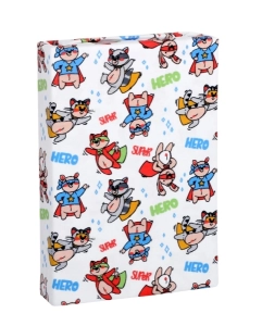 Bellatex Prostěradlo Jersey LUX 90x200 cm Superhrdina liška, mýval, kočka Bílá,Červená,Modrá
