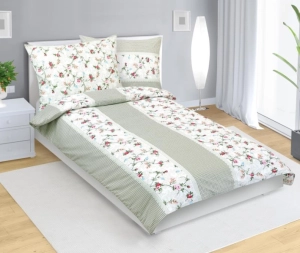 Bellatex Povlečení bavlněné Růže, kostička zelená, růžová, hnědá