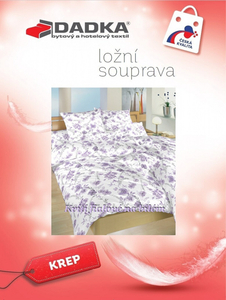 DADKA VRACOV Povlečení krep Kvítí fialové na bílém 140x220, 70x90 cm