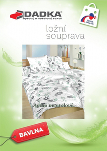DADKA VRACOV Povlečení bavlna Agáta mentolová na bílém 200x200, 2x70x90 cm