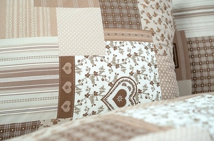 Stanex povlečení bavlna patchwork hnědý srdce 140x200+70x90 cm  