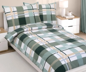Bellatex Flanelové povlečení 140x220 cm, 70x90 cm Kostka Zelená,Bílá