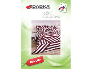 DADKA VRACOV Povlečení bavlna Zebra bordó 240x200, 2x 70x90 cm