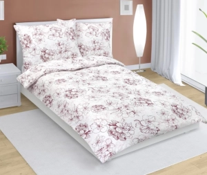Bellatex Povlečení bavlněné 140x200, 70x90 cm Květ vínová