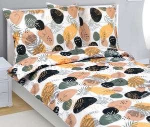 Bellatex Povlečení bavlněné Hořčicová,Khaki,Bílá