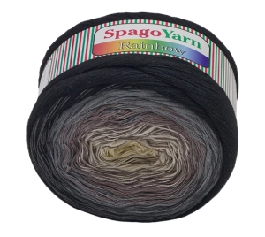 Bellatex Příze SpagoYarn Rainbow 250 g, 1000 m Šedá,Černá