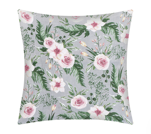 Bellatex Polštářek ADÉLA 40x40 cm Růže Růžová,Šedá,Zelená
