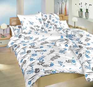 Dadka povlečení krep Agáta denim na bílém 140x200+70x90 cm 