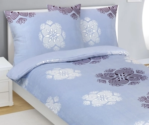 Bellatex Povlečení MIKROFLANEL 140x200, 70x90 cm Vločka Modrá,Fialová,Bílá