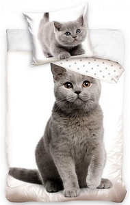 Dětské povlečení bavlna Kočka a koťátko 140x200+70x90 cm  