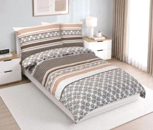 Bellatex Flanelové povlečení 140x220 cm, 70x90 cm Ornament Hnědá,Béžová