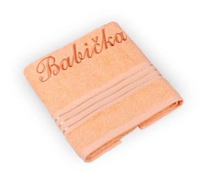 Bellatex Froté ručník kolekce Linie s výšivkou Babička 50x100 cm Babička Oranžová