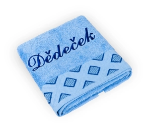 Bellatex Froté ručník kolekce Diamant s výšivkou Dědeček 50x100 cm Dědeček Modrá