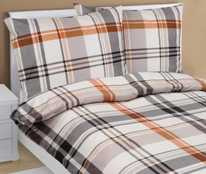 Bellatex Povlečení bavlněné Káro Šedá,Oranžová