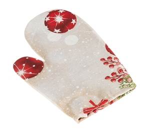 Bellatex Kuchyňská chňapka vánoční 28x18 cm Koule a cesmína červená