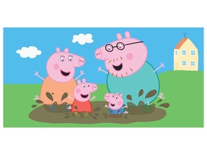 Carbotex osuška prasátko Prasátko Peppa Rodinka v louži 70x140 cm 