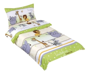 Bellatex Dětské povlečení bavlna Agáta 90x135, 45x60 cm Safari zelená
