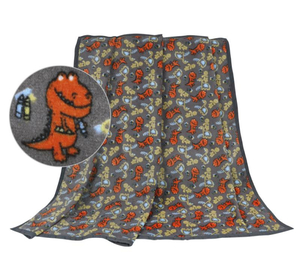Bellatex Dětská deka ELLA 100x155 cm Dinosaurus Šedá,Oranžová