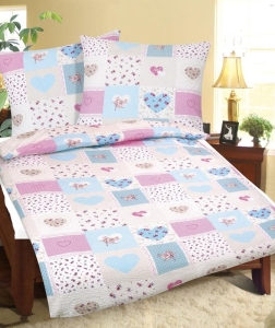 Bellatex povlečení krep Srdce růžové 140x200+70x90 cm  